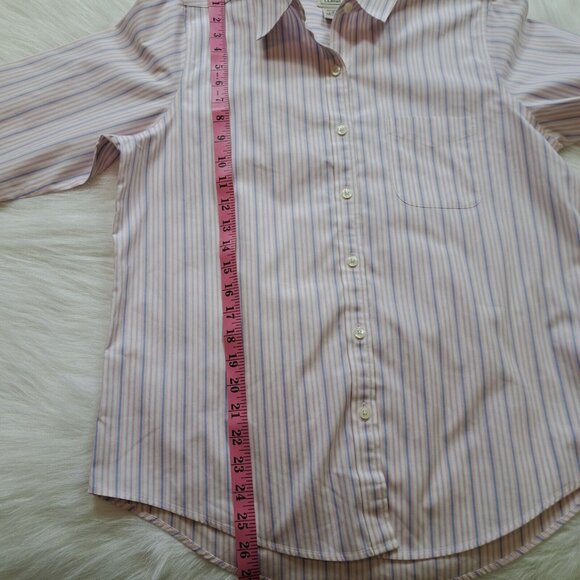 LL Bean Stripes Cotton Classic Casual Button Up Shirt Top Size Medium - Picture 8 of 8